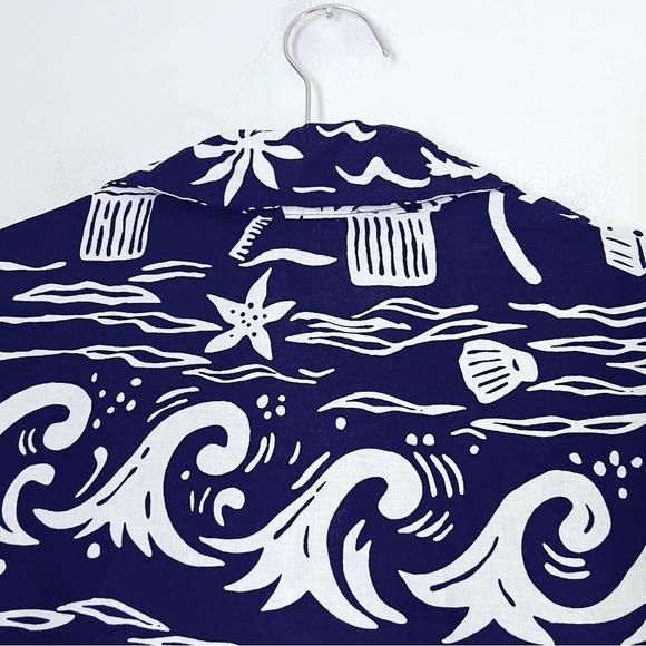 C&C California Hawaiian Novelty Beachy Print Linen Blend Button Down Shirt NEW - Picture 11 of 13